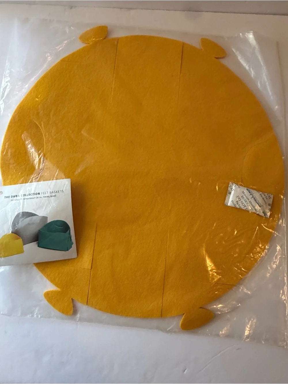 Round Mustard Yellow Felt Basket  Small